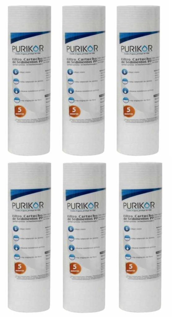 6 Cartuchos Sedimentos Polipropileno Pkcpp2.5x10x5 5micras