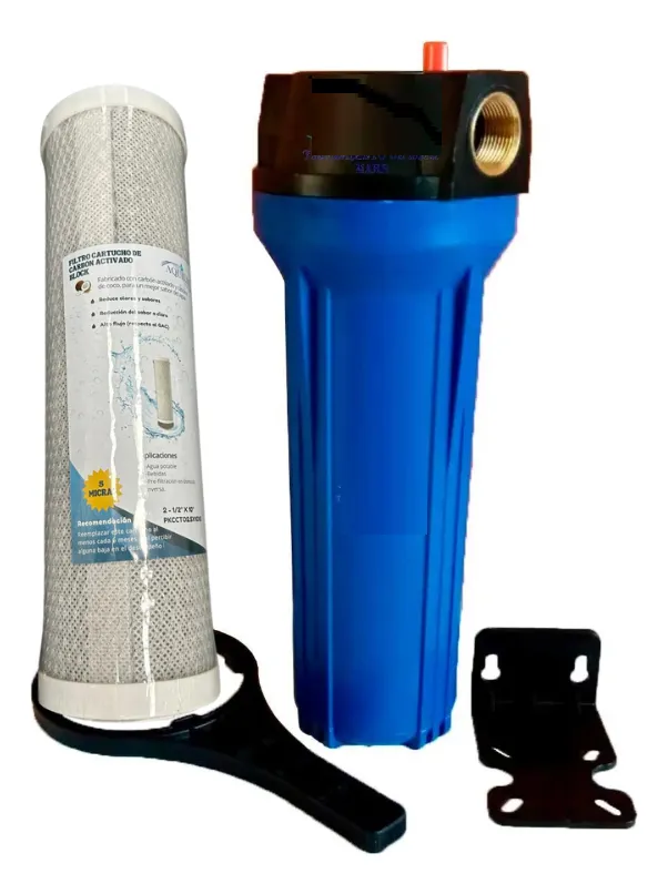 [PKPFA10X.75P + PKCCTO2.5X10X5] KIT Portafiltro Azul 2.5x10 + Cartucho Carbón Activado Aquilae