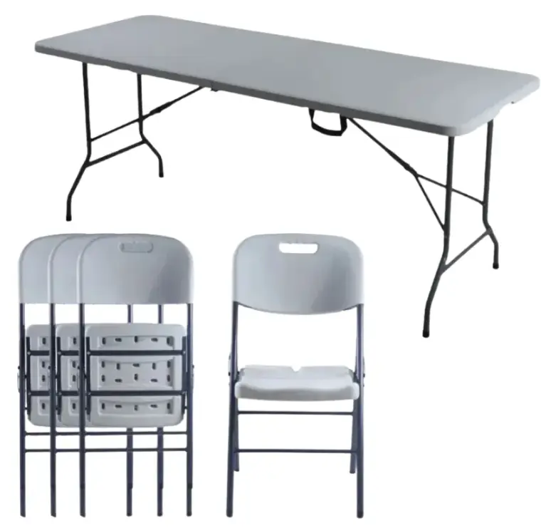 [kit_1mesa_4sillas] Kit 4pc Silla Plegable Blanca Reforzada