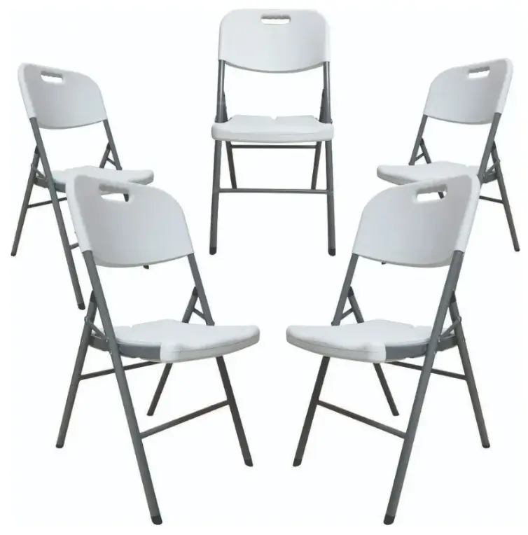 [PLB-400S-5] Kit 5pc Silla Plegable Blanca Reforzada
