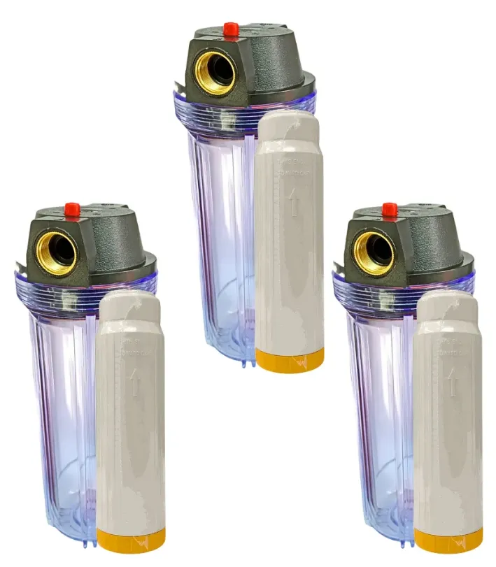 3 Portafiltros Transparente 2.5x10 PURGA + 3 Resinas