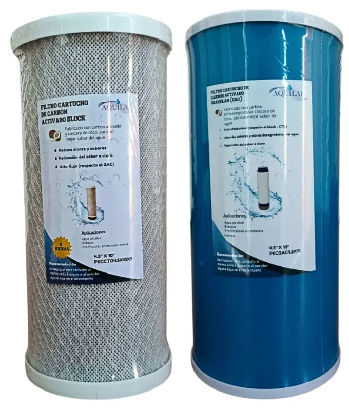 Kit Cartucho Carbon Activado Cto 10x4.5  5 Micras + Granular